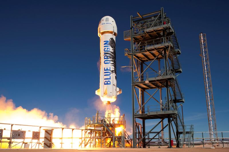 Prueba de lanzamiento de un cohete Blue Origin.